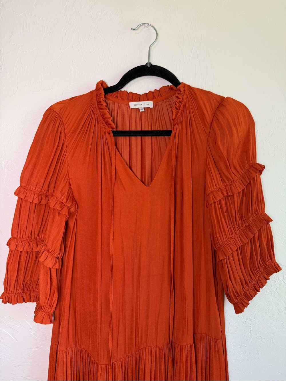 Rebecca Taylor drop waist ruffle sleeve midi dress size xs - Picture 9 of 9